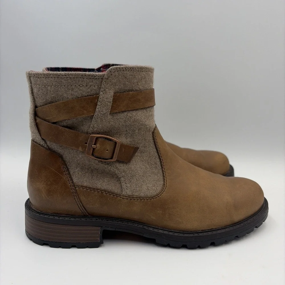 Merrell Legacy Buckle Waterproof Boots Leather Heel Zip Women's Size 7.5/38